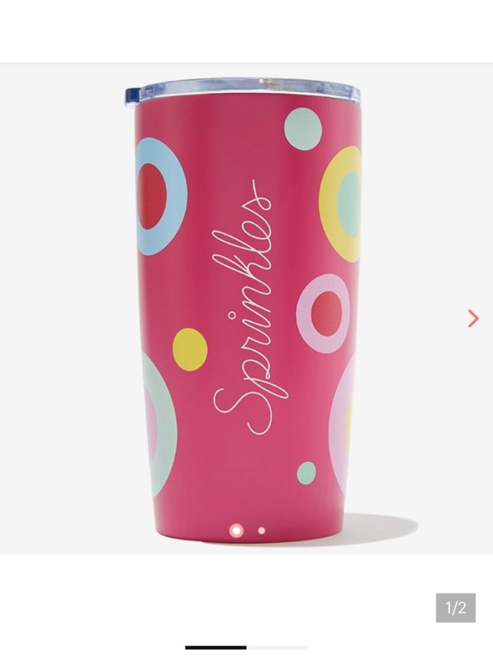 NIB Sprinkles Pink Party Tumbler - Insulated Beverage Cup